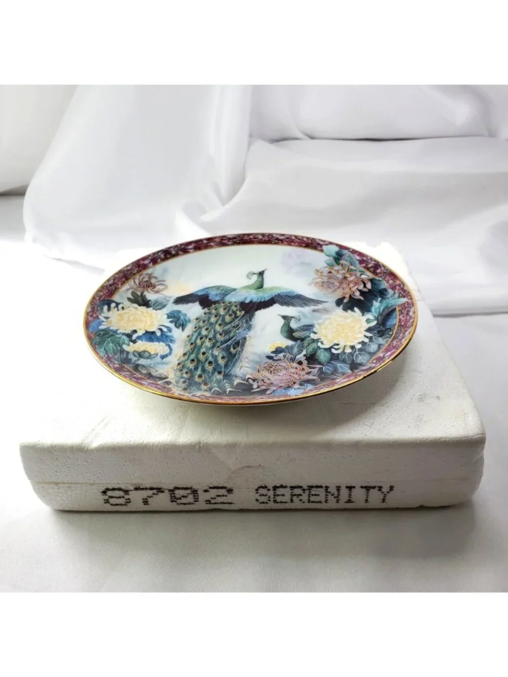 Serenity By Lily Chang Gardens Of Paradise Plate Peacocks Chrysanthemum 1992 COA - Picture 12 of 12